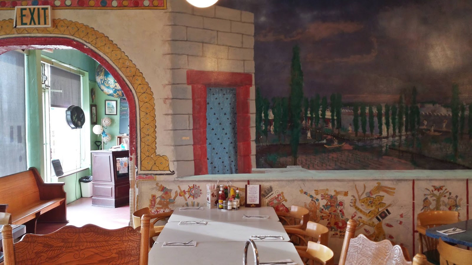 Starliner Diner interior with paintings on the walls