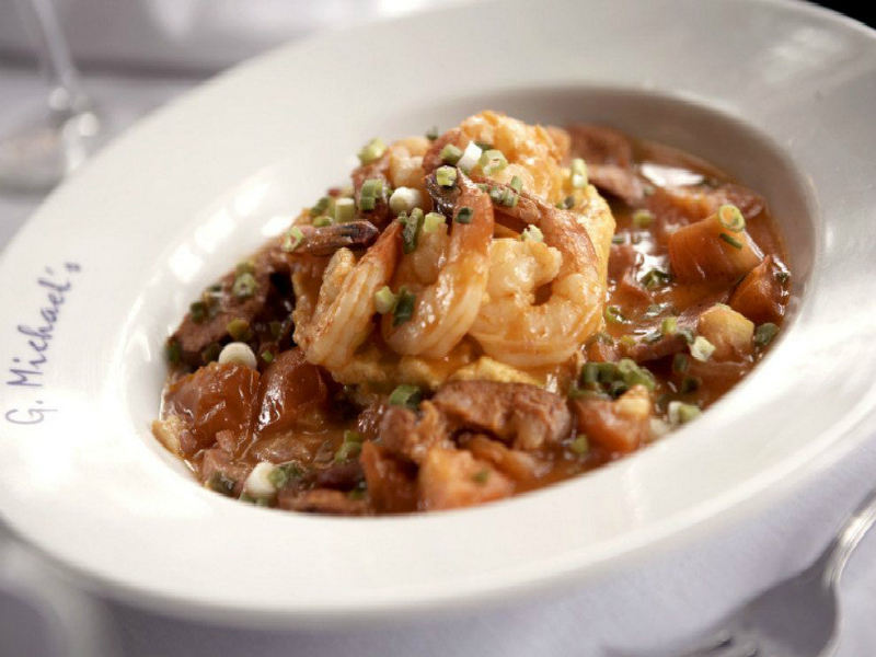 A close-up of a shrimp dish from G. Michael's Bistro & Bar