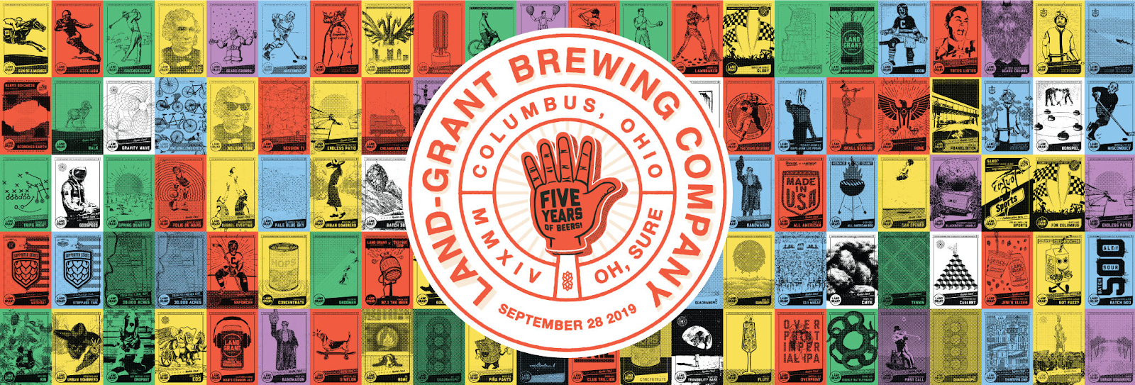 Land-Grant Brewing Company five-year anniversary logo