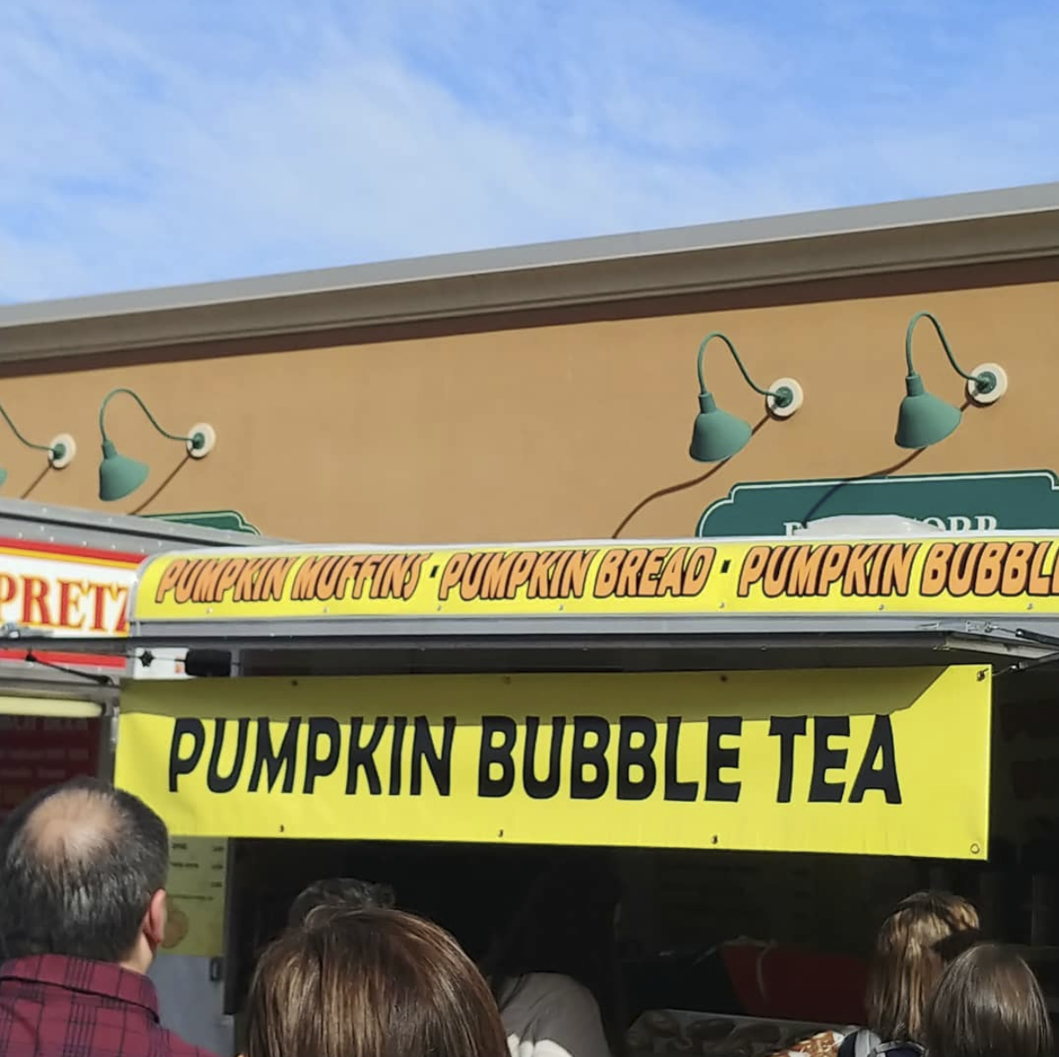 Sign for pumpkin bubble tea