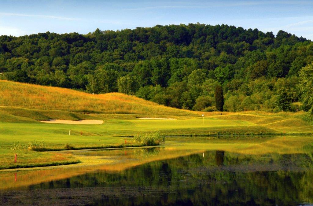 Beautiful golf course landscape at dusk