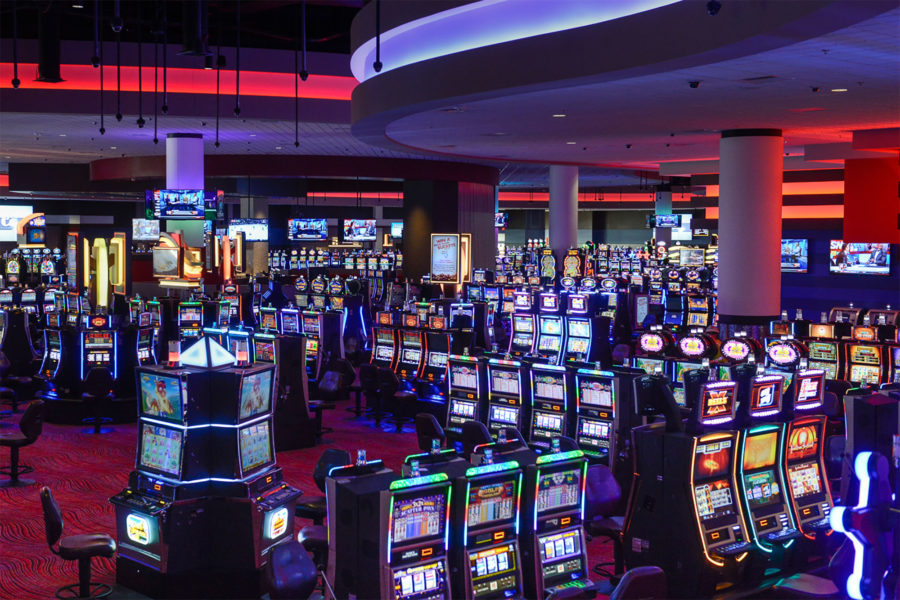 An open slot machine room for gambling