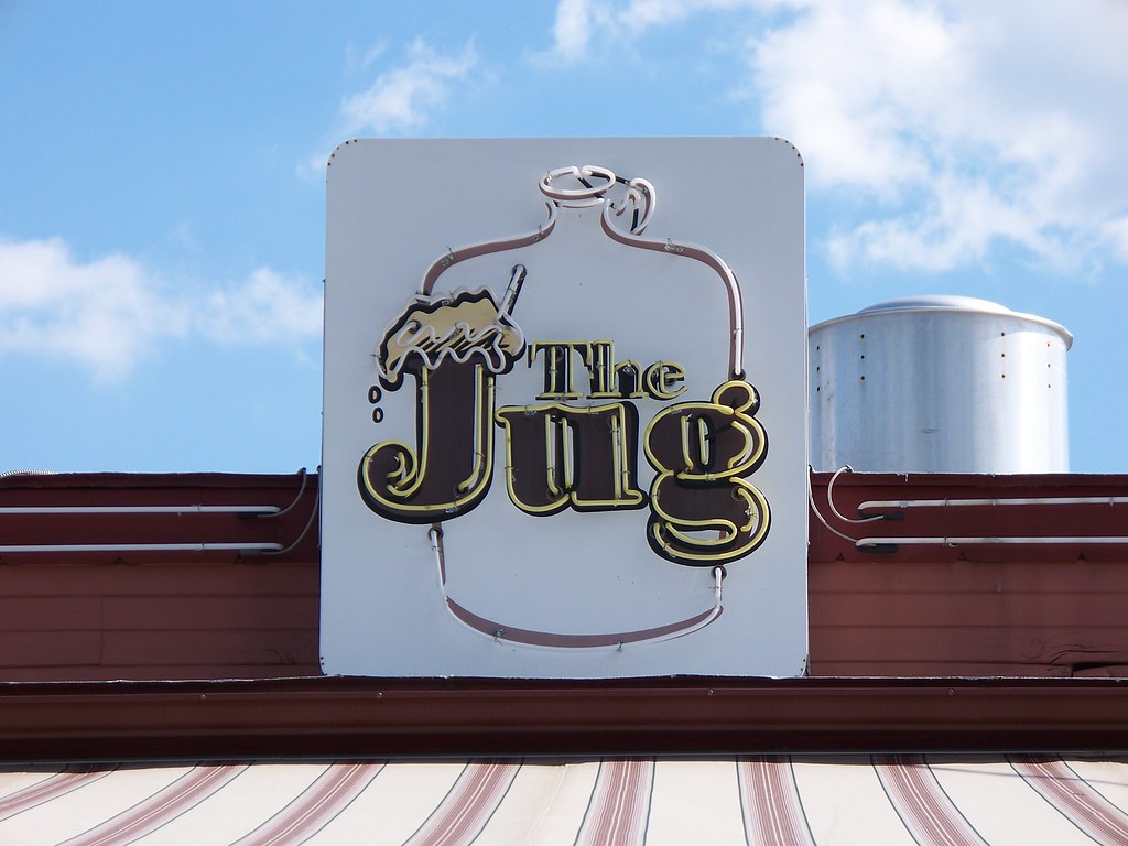 The Jug's famous sign sits on top of this 1950's style burger joint