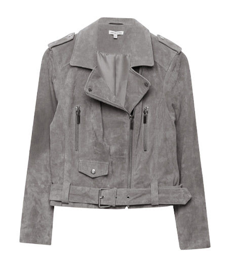 RIVER ISLAND Suedette Quilted Biker Jacket