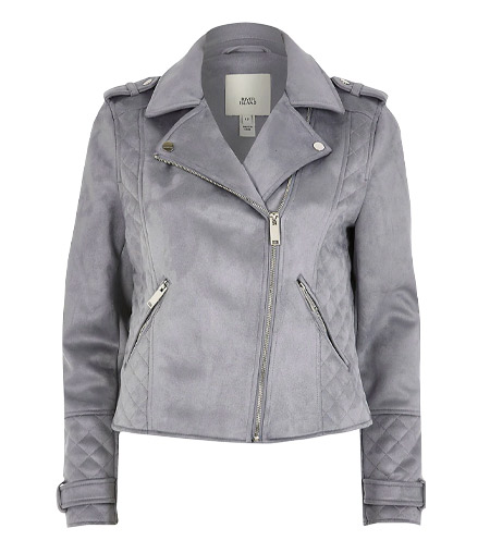 M&CO Real Suede Grey Biker Jacket