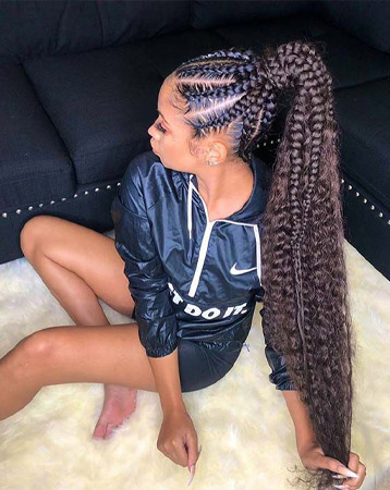 High braid-out ponytail