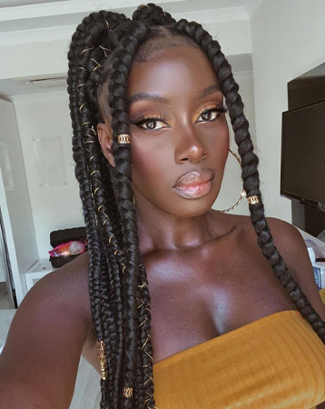 Jumbo box braids with beads