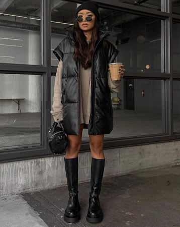 Chunky knee high black boots