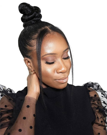 Textured topknot hairstyle