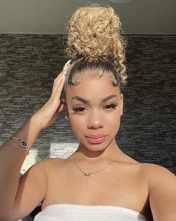 Textured topknot hairstyle