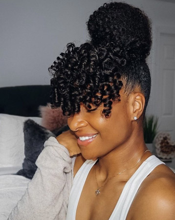 Textured topknot hairstyle