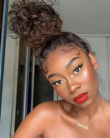 Textured topknot hairstyle