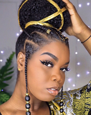 Textured topknot hairstyle