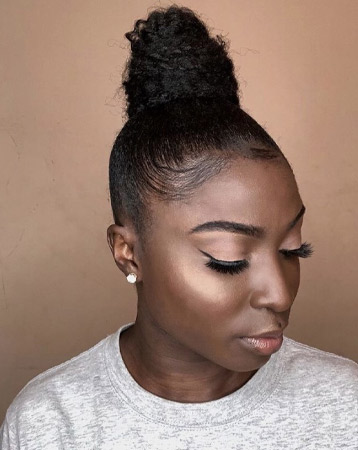 Textured topknot hairstyle
