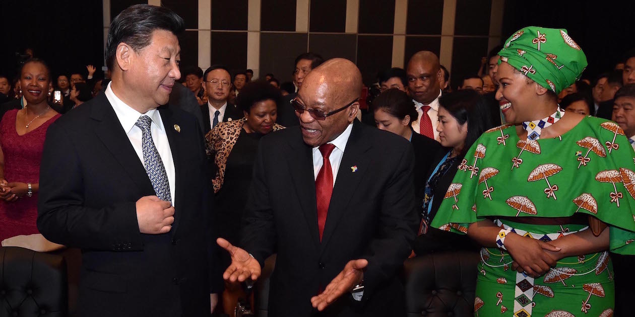 China’s President Xi Jinping and South Africa's President Jacob Zuma and his wife converse at the 2015 Forum on China-Africa Cooperation (FOCAC) in Sandton, Johannesburg. Photo by GCIS, licensed under (CC BY-ND 2.0).