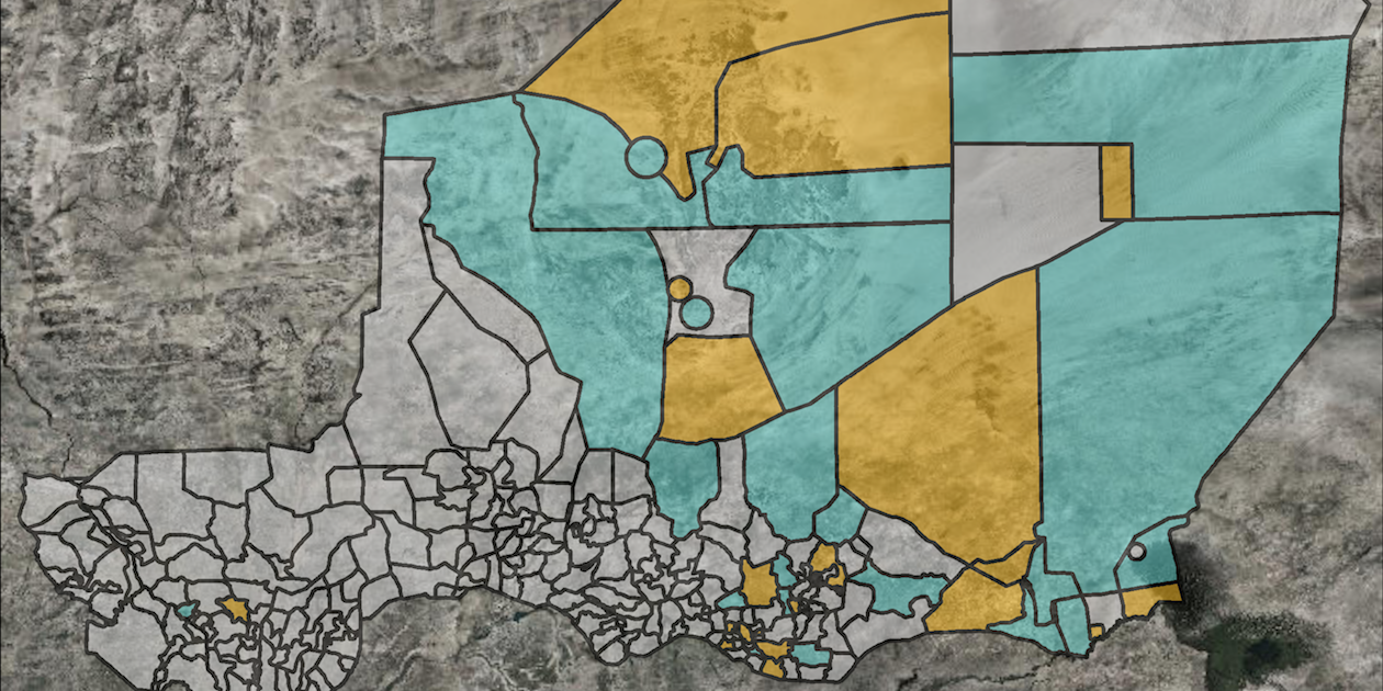 Map by AidData shows study areas of treatment (blue) and control (yellow). World Imagery (Firefly) by Esri, Digital Globe, GeoEye, Earthstar Geographics, CNES/Airbus DS, USDA, USGS, AeroGrid, IGN, and the GIS User Community.