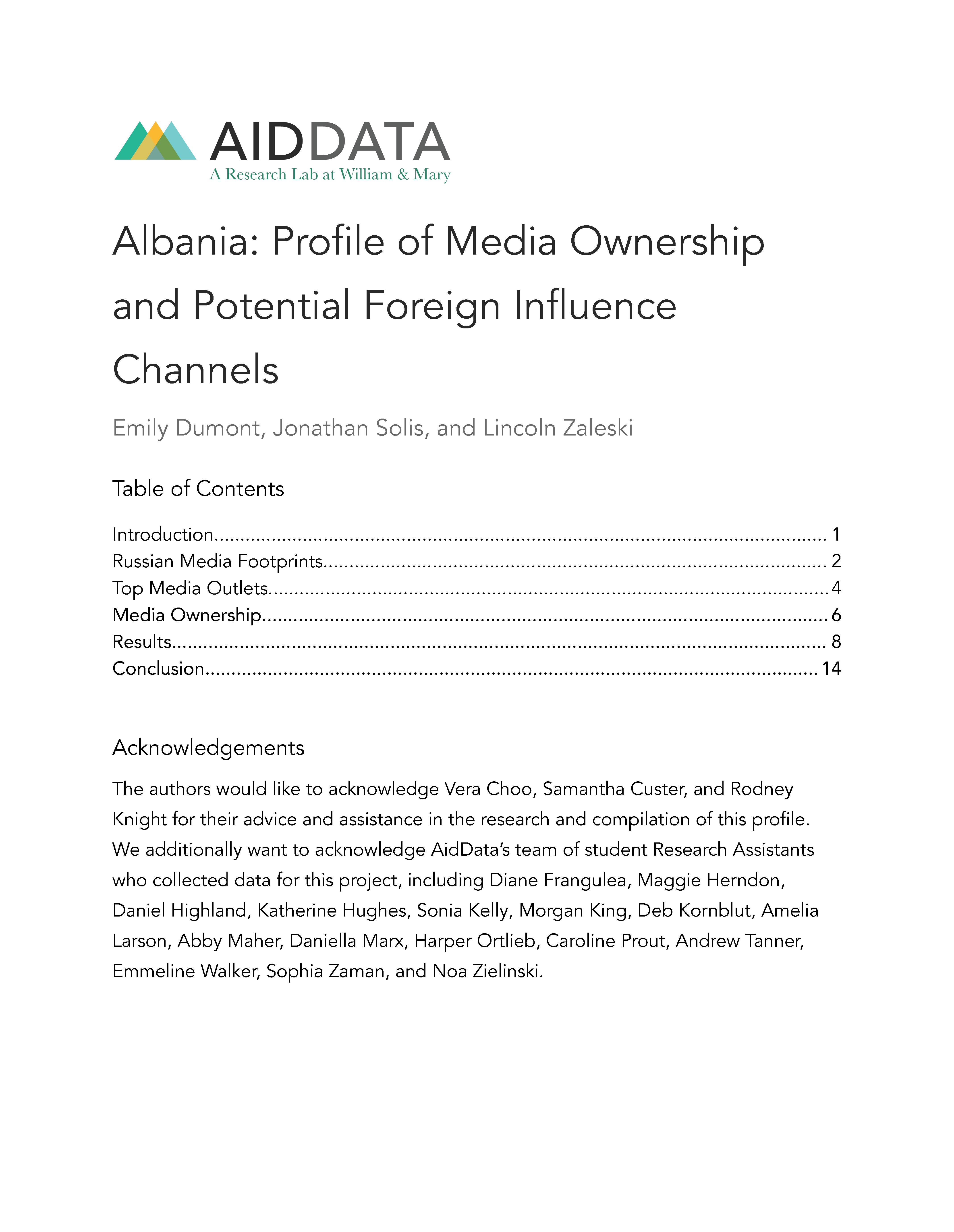 Aiddata Albania Media Ownership And Potential Foreign Influence Channels