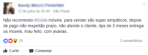 Post de reclamação móvel