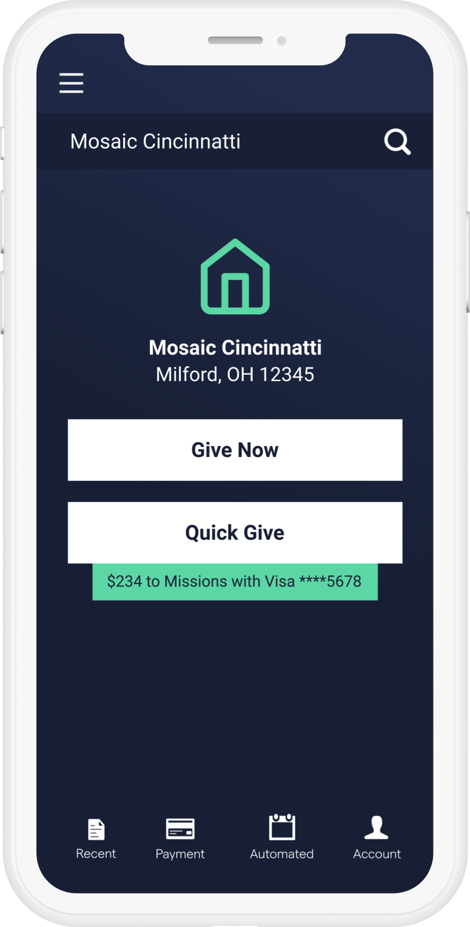 1-Tap Mobile Giving