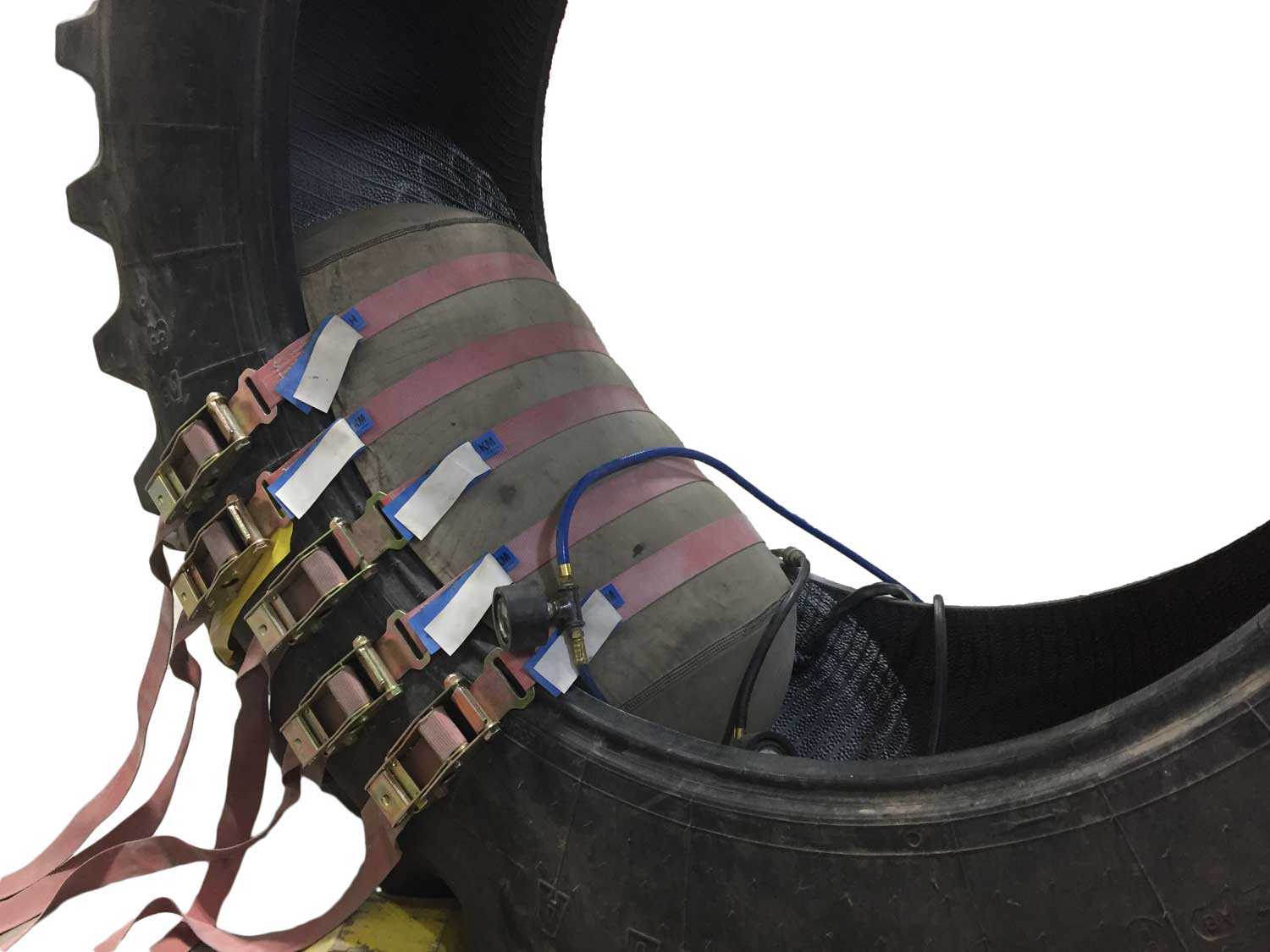 high-pressure heat cure completes a vulcanized tire repair
