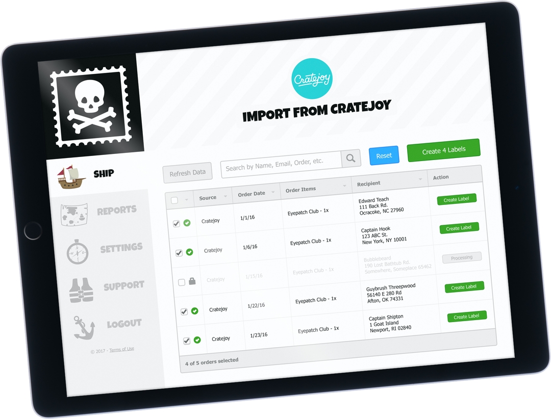 Cratejoy shipping integration Pirate Ship