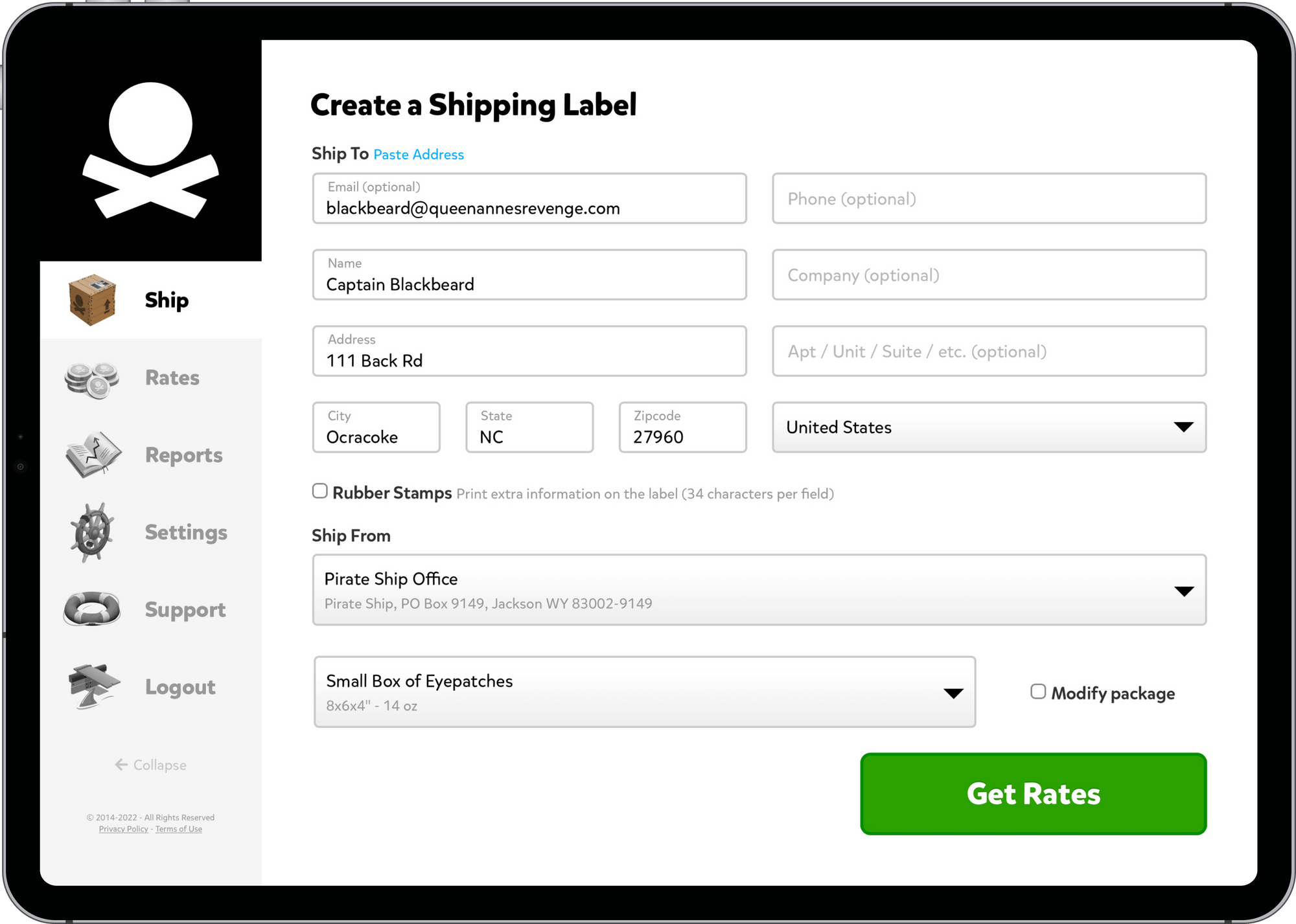 Free USPS and UPS shipping software Pirate Ship
