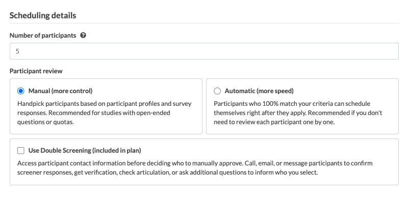 scheduling details via user interviews