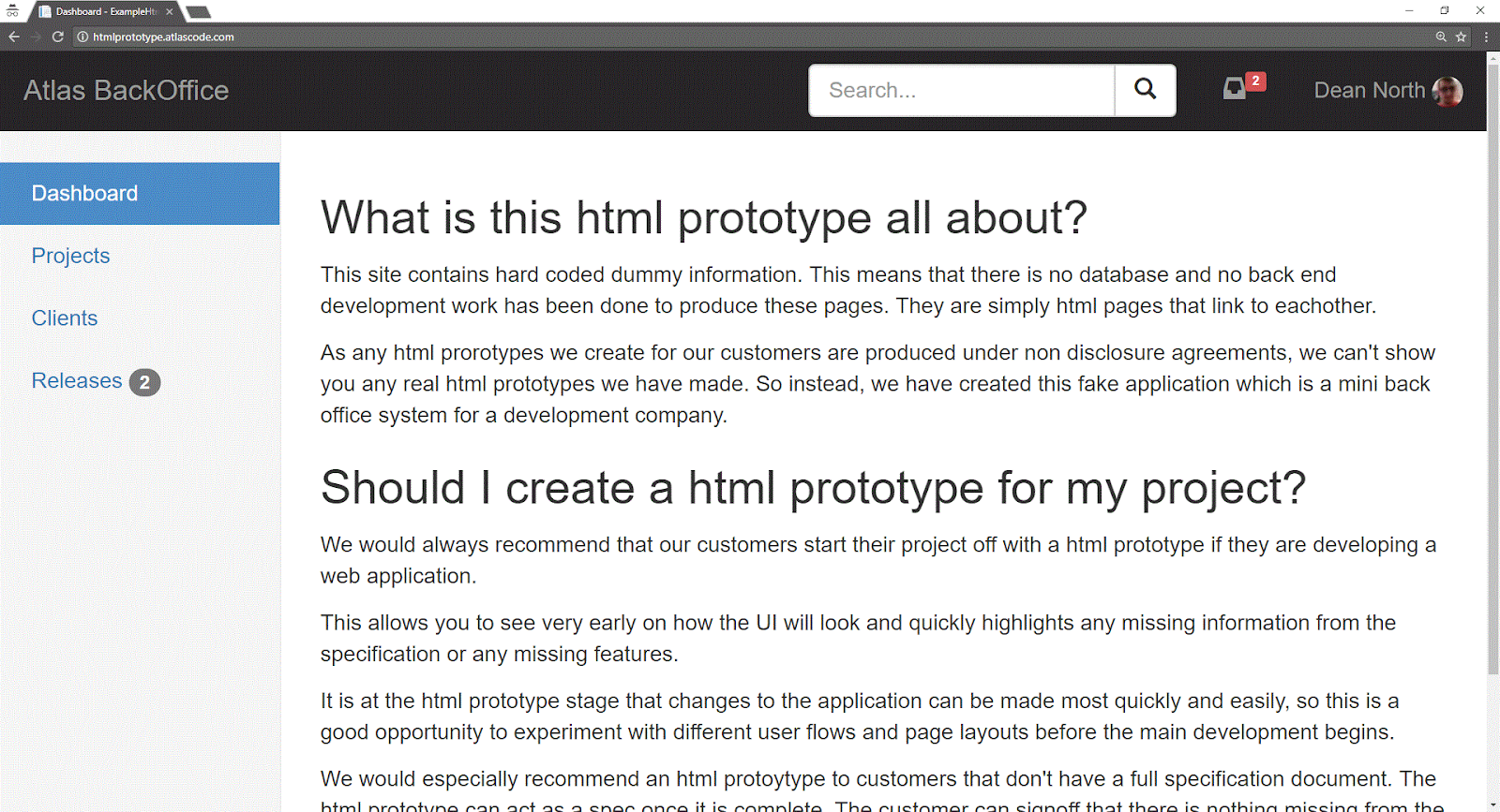 html prototype example