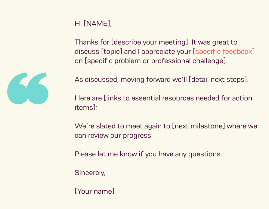 screenshot of meeting follow-up and recap email templates