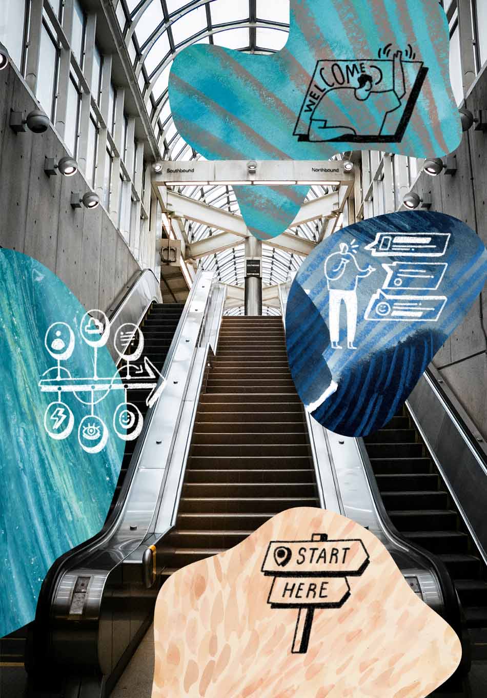 an escalator looking up - How to design successful onboarding flows with ux research