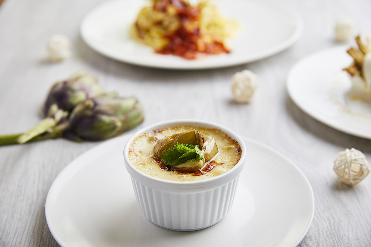 Potatoes Flan with Artichokes