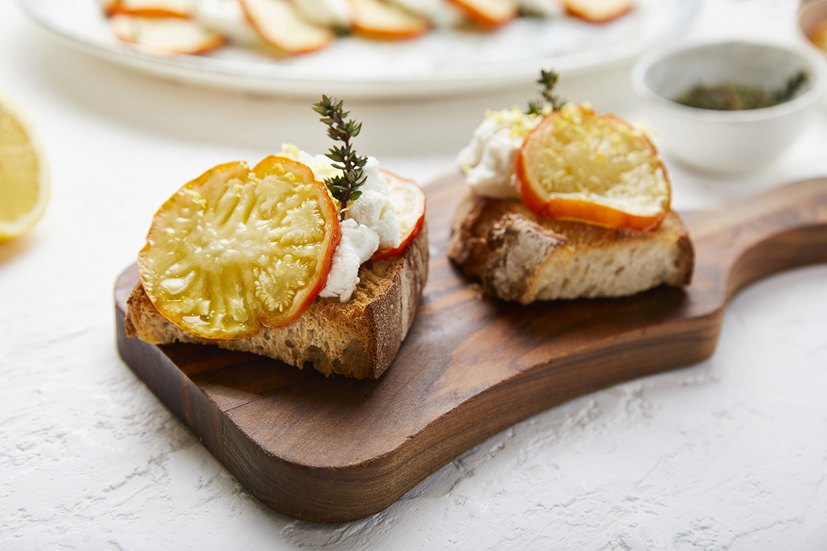 Crostini with Red Aubergine from Rotonda DOP