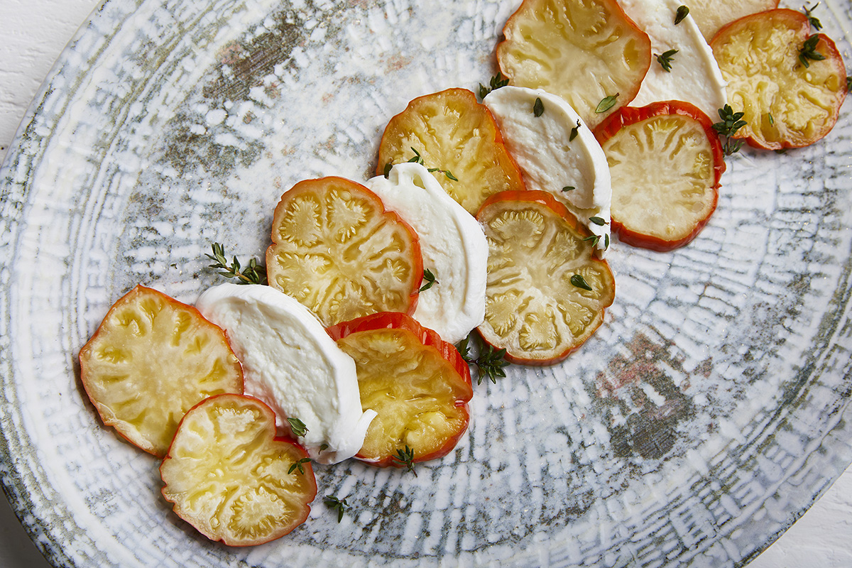 Caprese with Red Aubergine from Rotonda DOP