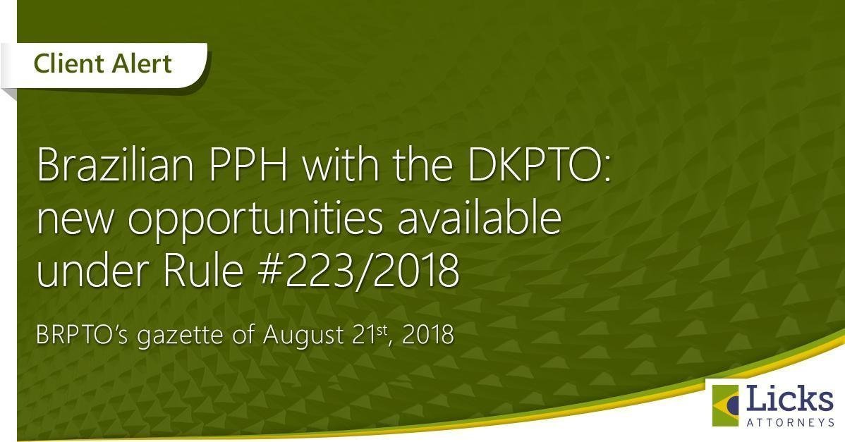 Brazilian PPH with the DKPTO: new opportunities available under Rule #223/2018