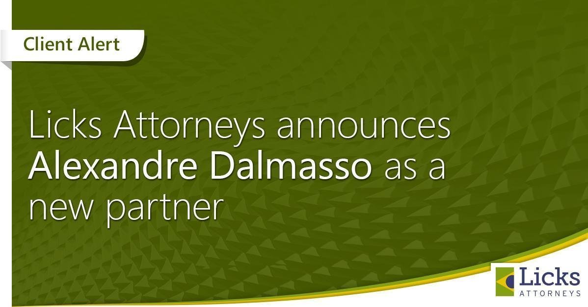 Licks Attorneys announces Alexandre Dalmasso as a new partner