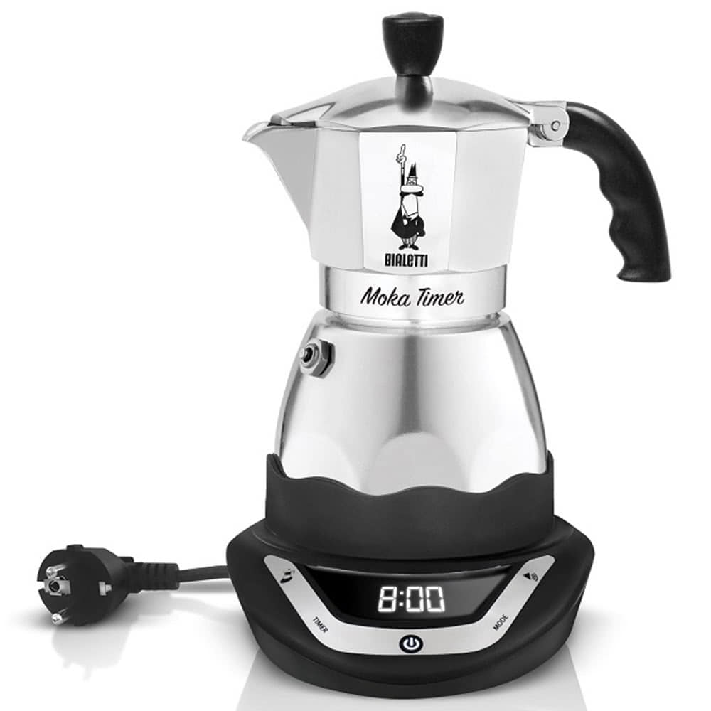 Кофеварка Bialetti Moka timer 3 цвет серебристый вид спереди