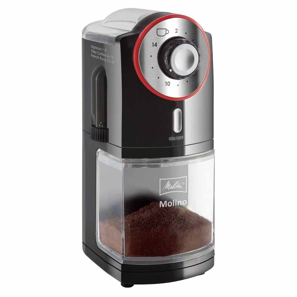 Кофемолка Melitta Molino черный красный фото вид сбоку