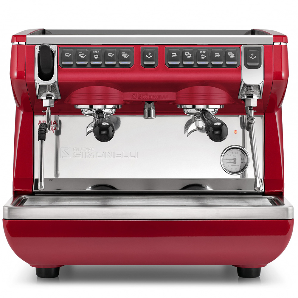 Кофемашина NUOVA SIMONELLI Appia Life Compact 2Gr V 220V red +economizer+high groups цвет красный фото вид спереди