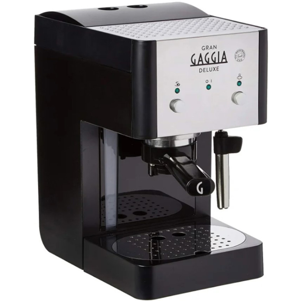 Фотография рожковой кофеварки Gaggia Gran De Luxe Black. Вид слева