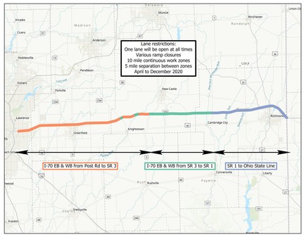 INDOT Construction: I-70 EB & WB from Post Road to Ohio State Line