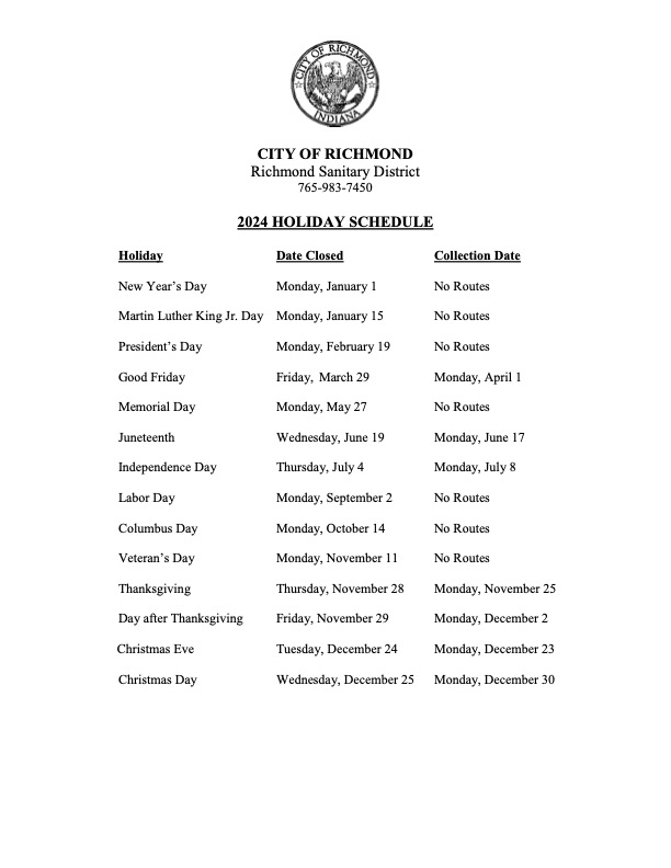 Trash & Recycling Calendar