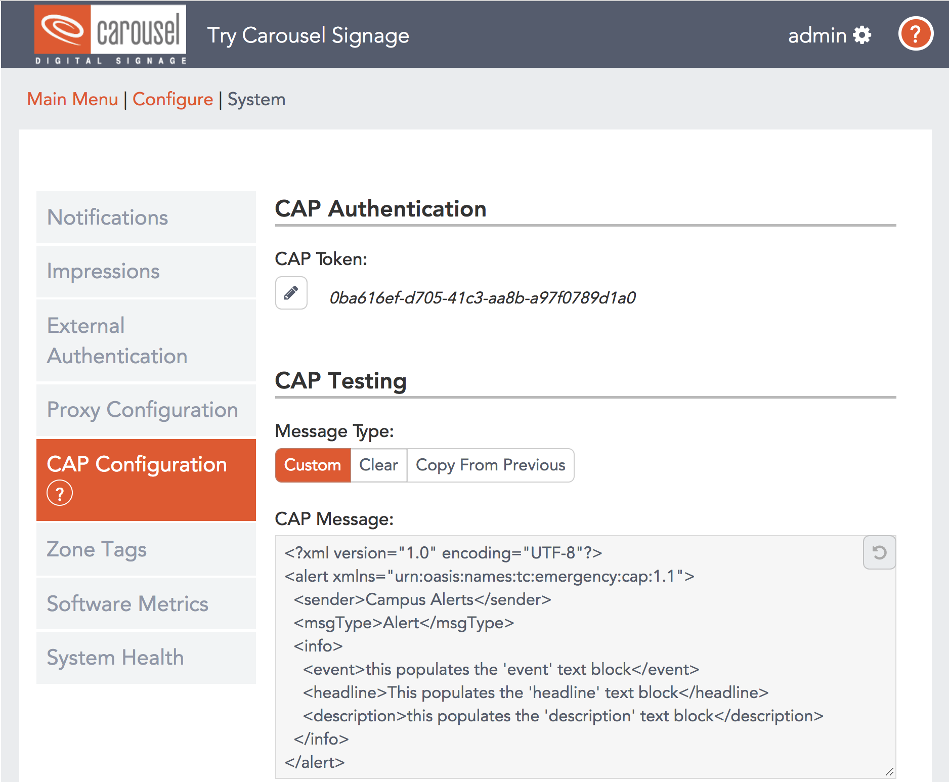 Carousel Digital Signage - API