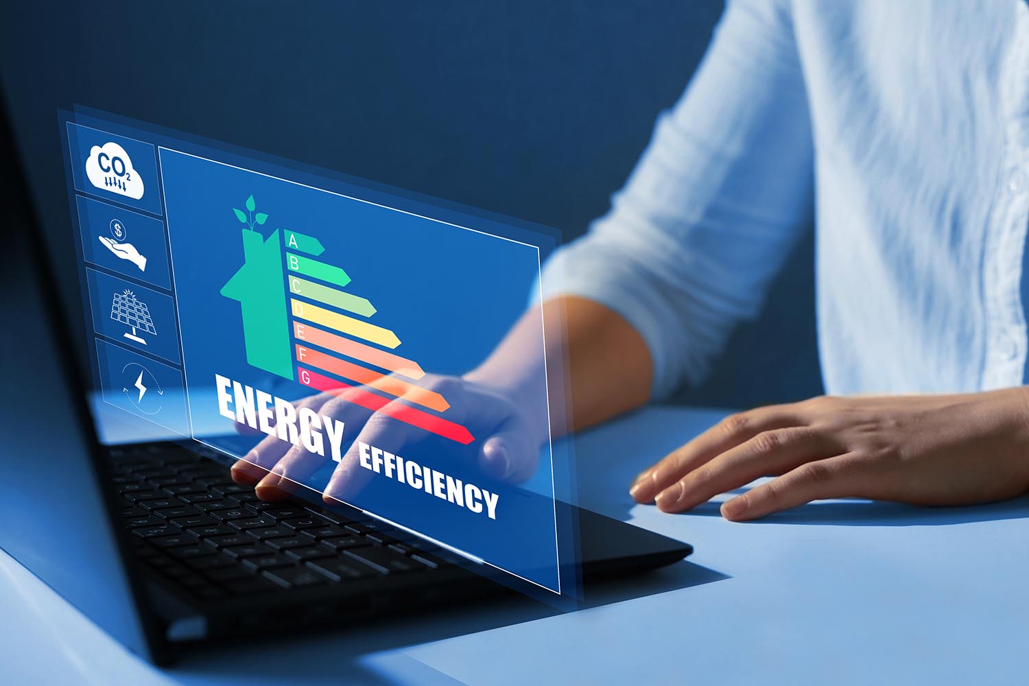 Energy audit on computer concept image