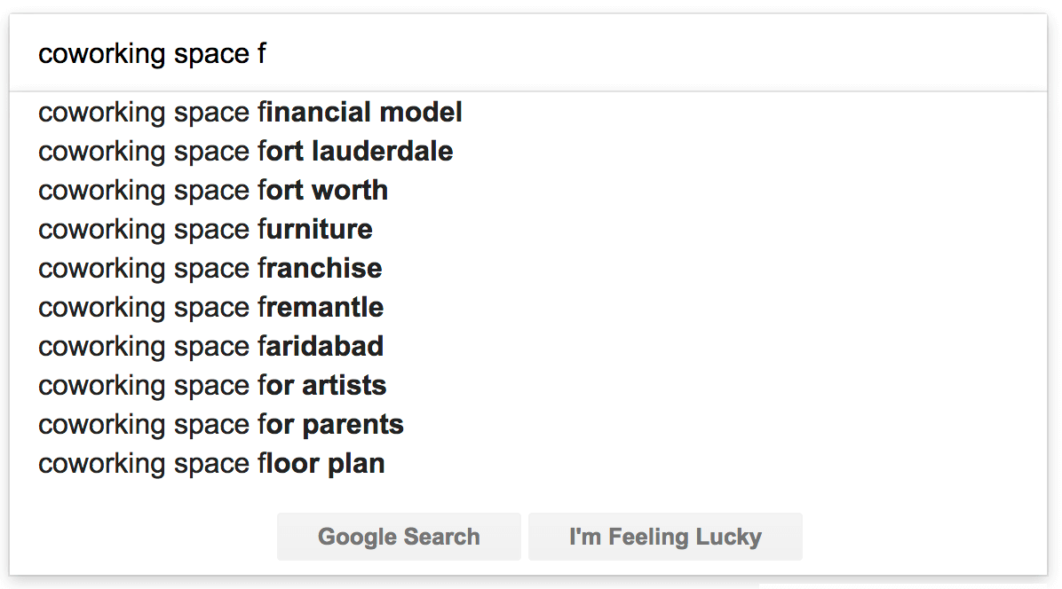 Google suggested queries