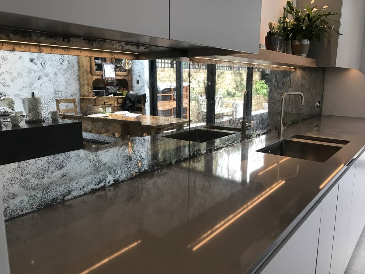 Original Vintage Antique Mirror Glass Splashback Saligo Design Project