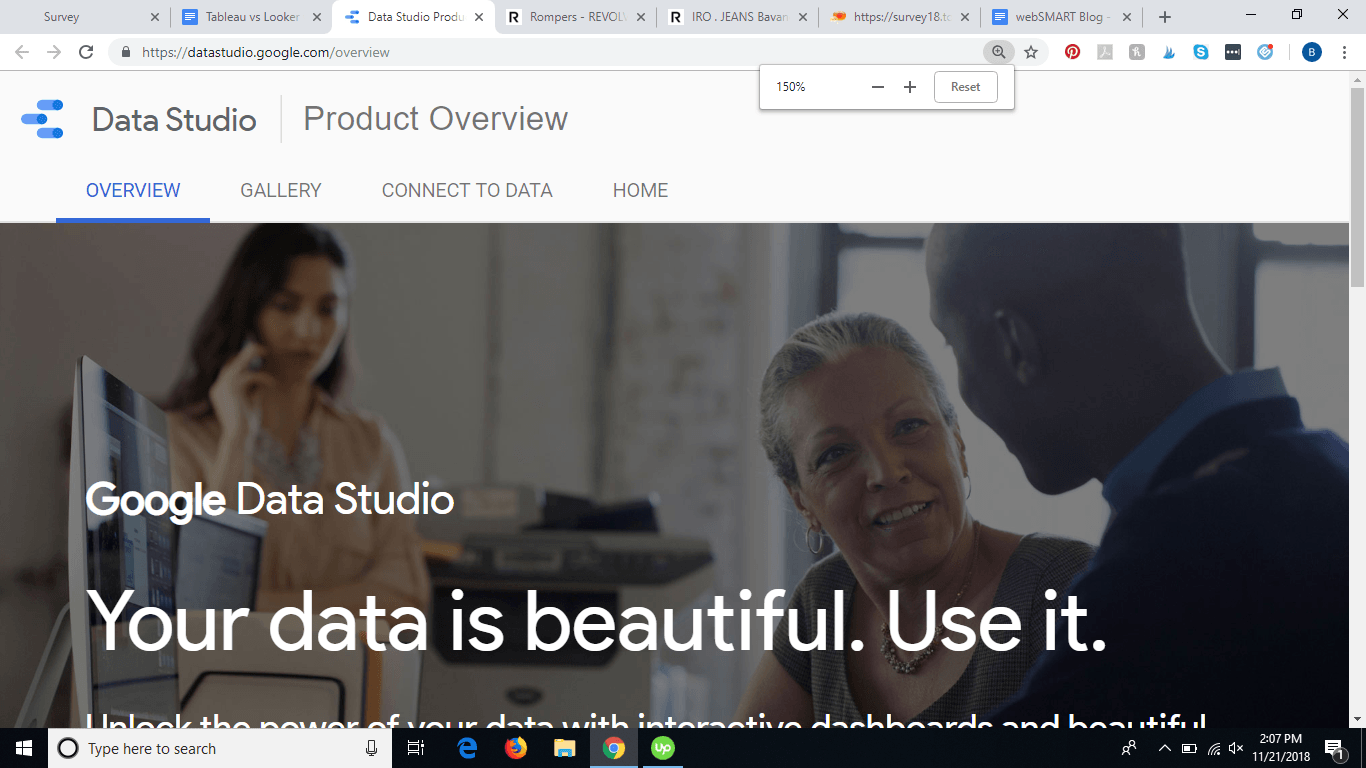 Screenshot from Google Data Studio page