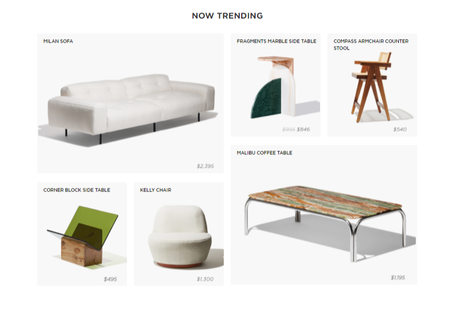 Trending products layout