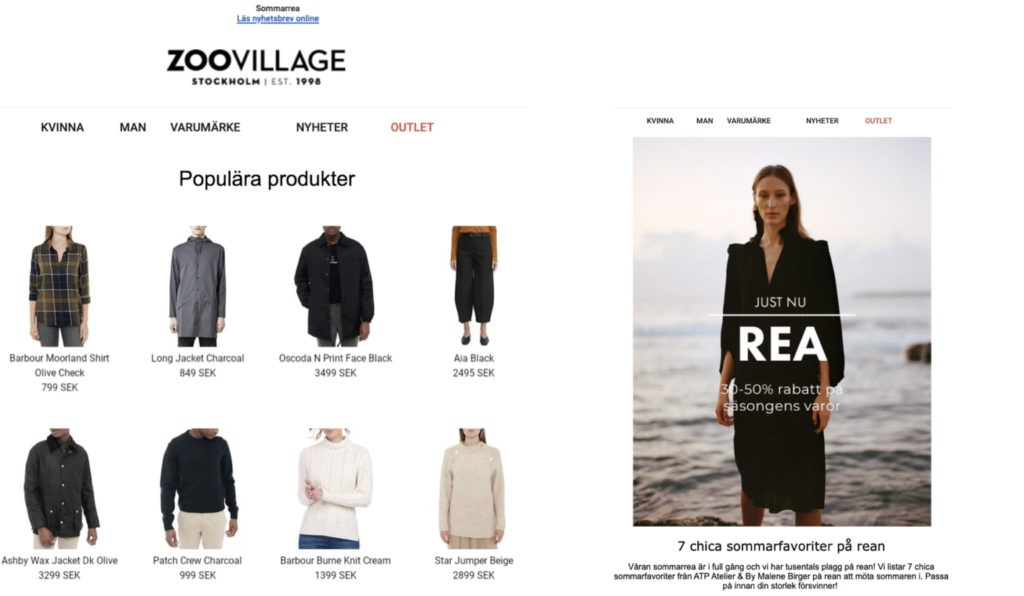 Email recommendations example