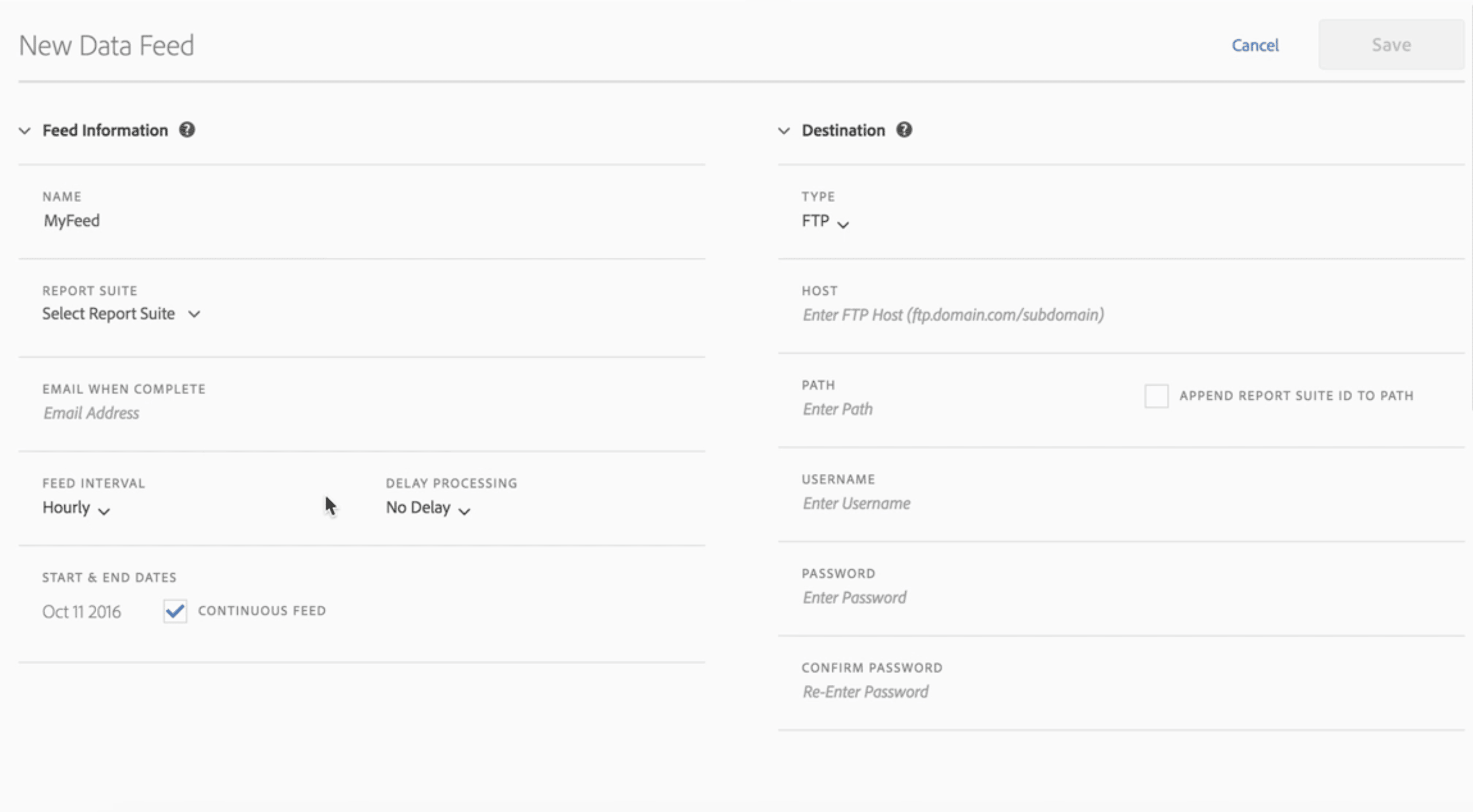 How to create a data feed