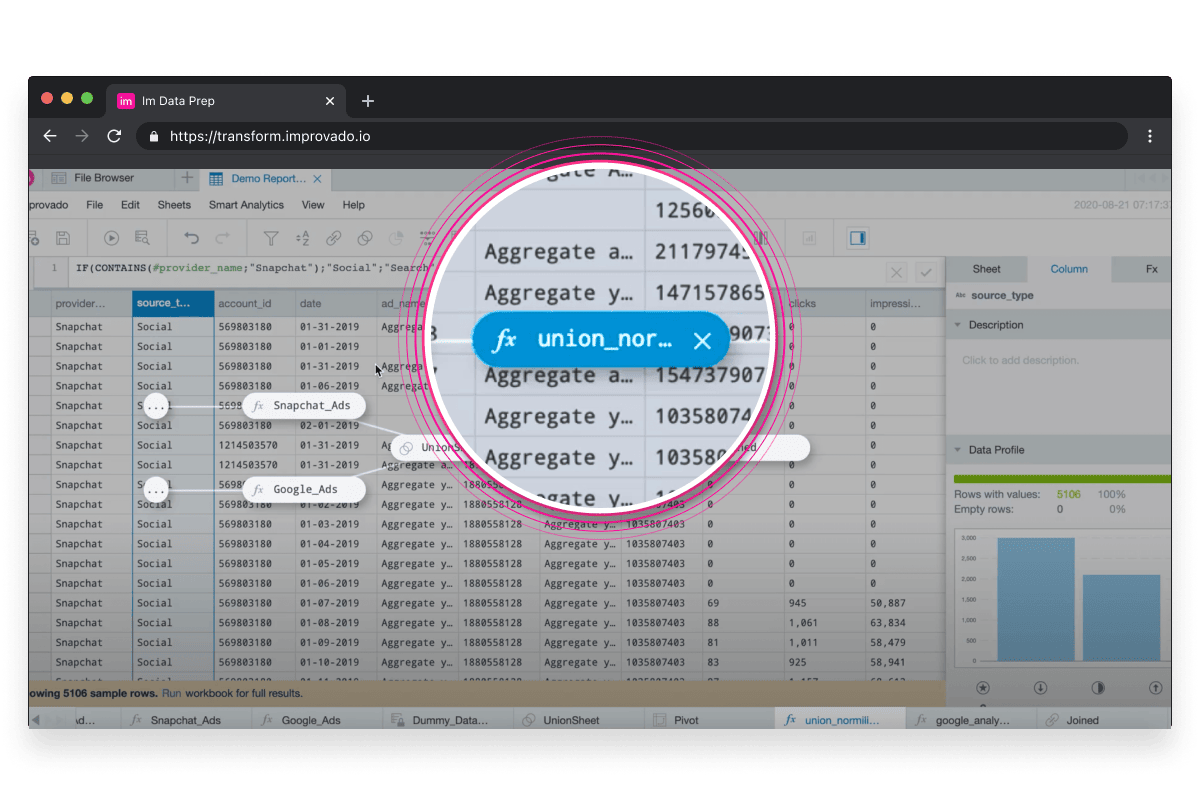 How to connect data sources to Tableau in a spreadsheet-like UI